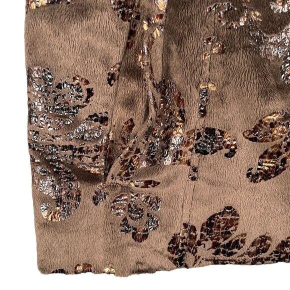 Erin London Vest L Brown Velvet Full Zip Metallic Warm Pockets Cozy Office Work - Picture 7 of 13